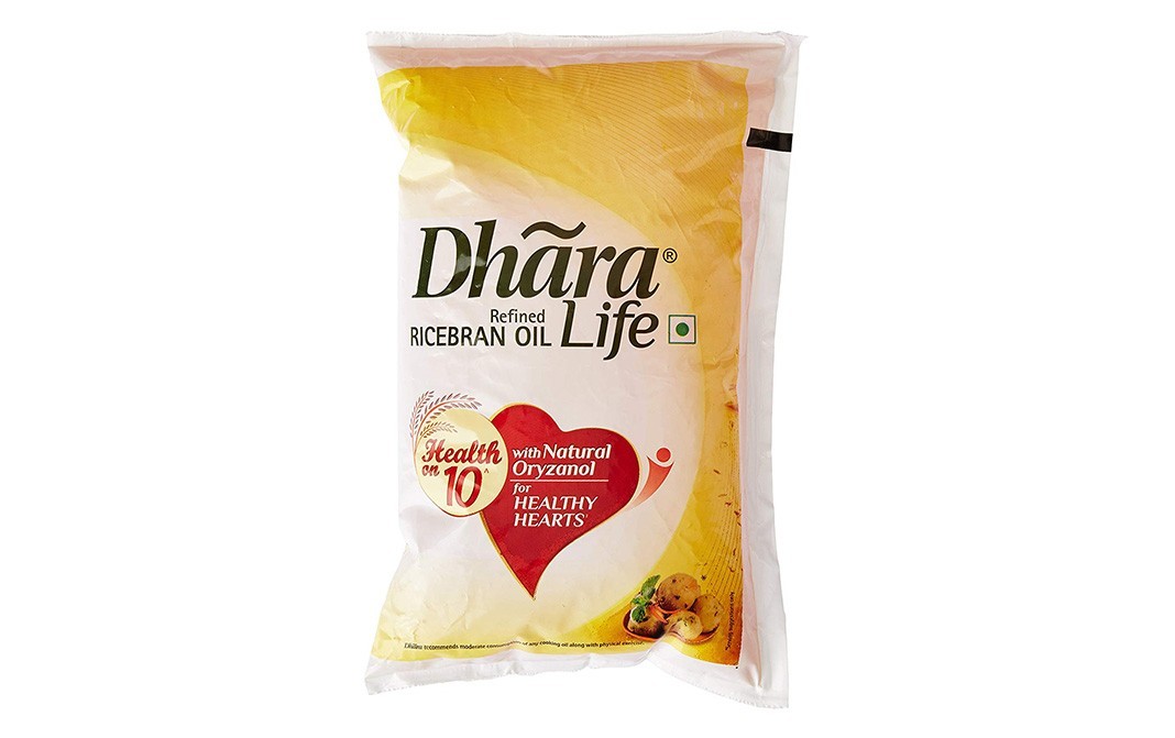 Dhara Life Refined Ricebran Oil    Pouch  1 litre